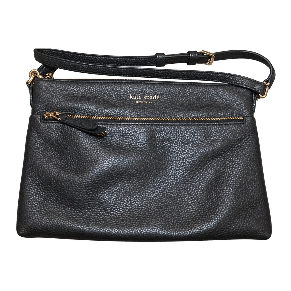 Kate Spade Pebbled Leather Crossbody Bag Women Medium Black